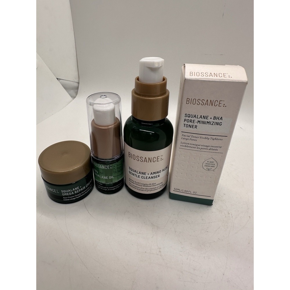 Biossance Skincare Set Squalane Cleanser Toner Oil Cream Bundle Lot